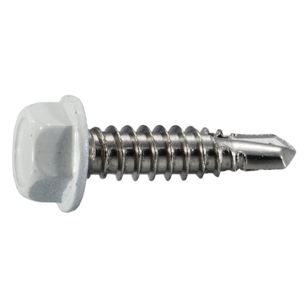 Midwest Fastener Self-Drilling Screw, #14 x 1 in, Painted Stainless Steel Hex Head Hex Drive, 6 PK 39594